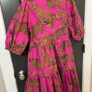 Farm Rio Artsy Leopards Dress, M